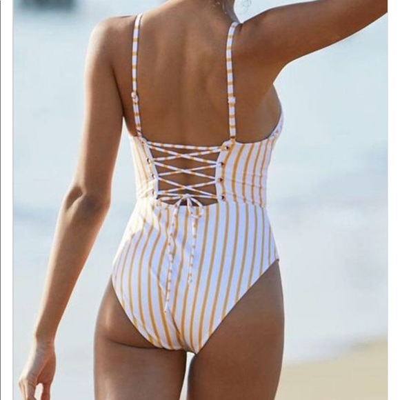 Yellow stripped one piece - Picture 2 of 4